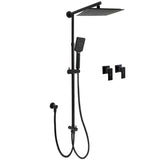 Darrahopens Furniture > Bathroom > Shower Heads & Screens WELS Matt Black 2in1 Square 10" Rain Shower Head 3 Mode Handheld Adjustable Rail Twin Taps Set