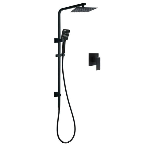 Darrahopens Furniture > Bathroom > Shower Heads & Screens WELS Matt Black 8" Rainfall Shower Head 3 Modes Handheld Wall Rail Arm 2in1 Mixer Set