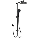 Darrahopens Furniture > Bathroom > Shower Heads & Screens WELS Matt Black 9" Round Rain Shower Head Handheld Adjustable Rail Arm Elbow 2in1 Set