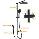 Darrahopens Furniture > Bathroom > Shower Heads & Screens WELS Matt Black 9" Round Rain Shower Head Handheld Adjustable Rail Arm Elbow 2in1 Set