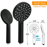 Darrahopens Furniture > Bathroom > Shower Heads & Screens WELS Matt Black Dual 12" Round Shower Head Set Handheld Rail Wall Arm Elbow Inlet Twin Taps