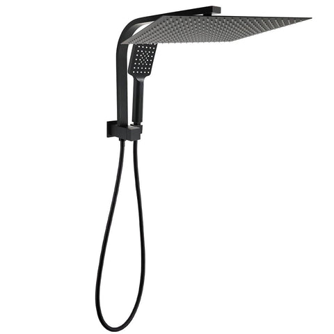 Darrahopens Furniture > Bathroom > Shower Heads & Screens WELS Matt Black Dual Set 16" Extra Large Shower Head 3 Modes Handheld Gooseneck Arm Diverter