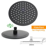 Darrahopens Furniture > Bathroom > Shower Heads & Screens WELS Matt Black Round 2in1 8" Shower Head Sliding Rail Arm 3 Modes Handheld Mixer Set
