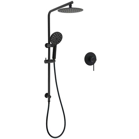 Darrahopens Furniture > Bathroom > Shower Heads & Screens WELS Matt Black Round 2in1 8" Shower Head Sliding Rail Arm 3 Modes Handheld Mixer Set