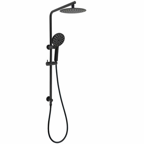Darrahopens Furniture > Bathroom > Shower Heads & Screens WELS Matt Black Round 2in1 8" Shower Head Sliding Rail Arm 3 Modes Handheld Set