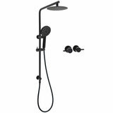 Darrahopens Furniture > Bathroom > Shower Heads & Screens WELS Matt Black Round 2in1 8" Shower Head Sliding Rail Arm 3 Modes Handheld Twin Taps