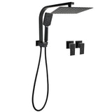 Darrahopens Furniture > Bathroom > Shower Heads & Screens WELS Matt Black Square 10" Shower Head 3 Modes Handheld Gooseneck Arm Twin Taps Set