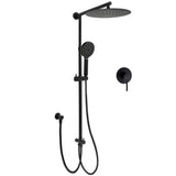 Darrahopens Furniture > Bathroom > Shower Heads & Screens WELS Matt Black Twin Round 12" Shower Head Set Handheld Flexible Rail Wall Arm Mixer