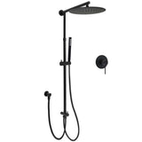 Darrahopens Furniture > Bathroom > Shower Heads & Screens WELS Matt Black Twin Round 12" Shower Head Set Metal Handheld Flexible Rail Wall Arm Mixer