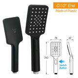 Darrahopens Furniture > Bathroom > Shower Heads & Screens WELS Matt Black Twin Set 12" Large Shower Head 3 Modes Handheld Gooseneck Arm Diverter