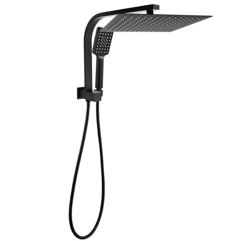 Darrahopens Furniture > Bathroom > Shower Heads & Screens WELS Matt Black Twin Set 12" Large Shower Head 3 Modes Handheld Gooseneck Arm Diverter