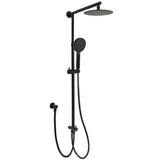 Darrahopens Furniture > Bathroom > Shower Heads & Screens WELS Matt Black Twin Shower 8" Round Head Set 3 Mode Handheld Rose Sliding Rail Elbow Inlet