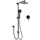 Darrahopens Furniture > Bathroom > Shower Heads & Screens WELS Matt Black Twin Shower 8" Round Rain Head Set Sliding Rail 3 Mode Handheld + Mixer