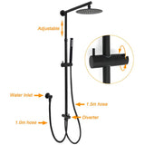 Darrahopens Furniture > Bathroom > Shower Heads & Screens WELS Matt Black Twin Shower 8" Round Rain Head Set Sliding Rail Single Mode Handheld + Mixer