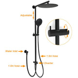 WELS Matte Black 12" 2in1 Round Shower Head Set Handheld Diverter Rail Wall Arm Twin Taps | darrahopens.com.au Premium AU Stock