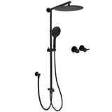 WELS Matte Black 12" 2in1 Round Shower Head Set Handheld Diverter Rail Wall Arm Twin Taps | darrahopens.com.au Premium AU Stock