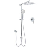 Darrahopens Furniture > Bathroom > Shower Heads & Screens WELS Round 12" Rain Dual Shower Head 3 Modes Handheld Wall Rail Chrome Mixer Valve Set