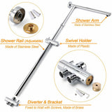 Darrahopens Furniture > Bathroom > Shower Heads & Screens WELS Round 12" Rain Twin Shower Head Stainless Steel Handheld Wall Rail Chrome Mixer Valve Set