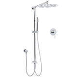 Darrahopens Furniture > Bathroom > Shower Heads & Screens WELS Round 12" Rain Twin Shower Head Stainless Steel Handheld Wall Rail Chrome Mixer Valve Set
