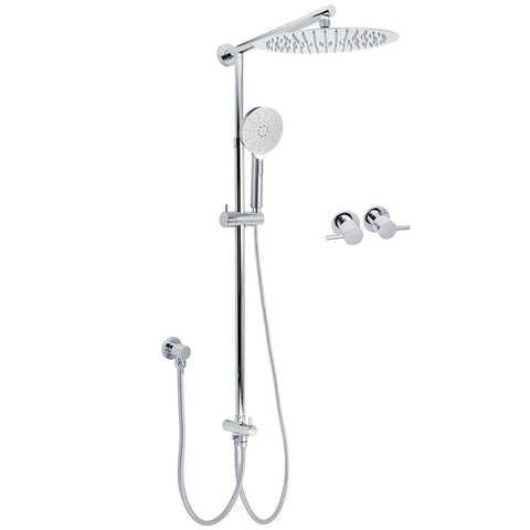 Darrahopens Furniture > Bathroom > Shower Heads & Screens WELS Round Large 12" Rain 2in1 Shower Head 3 Modes Handheld Wall Rail Brass Twin Taps
