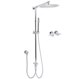 Darrahopens Furniture > Bathroom > Shower Heads & Screens WELS Round Large 12" Rain 2in1 Shower Head Stainless Steel Handheld Wall Rail Brass Twin Taps Set