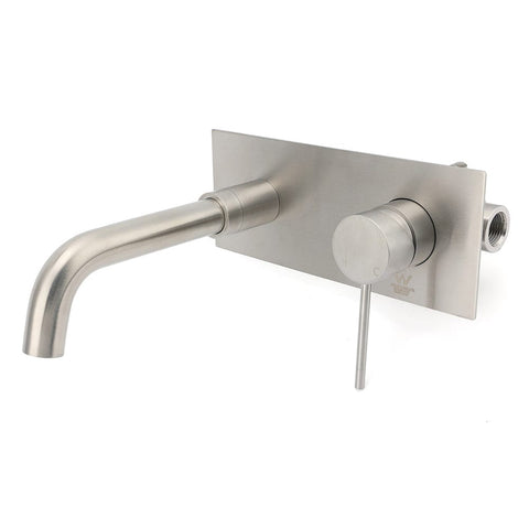 Darrahopens Furniture > Bathroom > Shower Heads & Screens WELS Round Wall Mounted Basin Vanity Mixer Bath Tub Faucet Spout Brushed Nickel