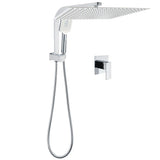 Darrahopens Furniture > Bathroom > Shower Heads & Screens WELS Square Chrome 16" Large Shower Head 3 Mode Handheld Diverter Wall Arm 2in1 Set + Mixer