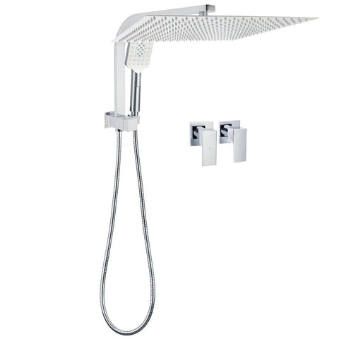 Darrahopens Furniture > Bathroom > Shower Heads & Screens WELS Square Extra Large 16" Shower Head 3 Mode Handheld Diverter Wall Arm 2in1 Set + Taps