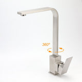 Darrahopens Furniture > Bathroom > Shower Heads & Screens WELS Square Kitchen Sink Laundry Mixer 360º Swivel Faucet Tap Set Brushed Nickel