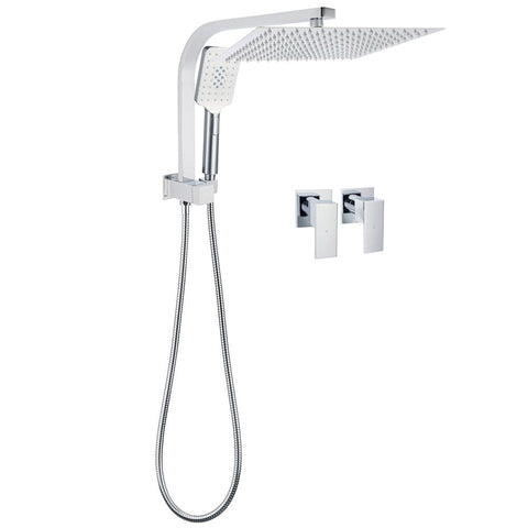 Darrahopens Furniture > Bathroom > Shower Heads & Screens WELS Square Large 12" Shower Head 3 Mode Handheld Diverter Wall Arm 2in1 Set + Taps