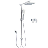 Darrahopens Furniture > Bathroom > Shower Heads & Screens WELS Square Plastic Shower 8" Rainfall Head 3 Mode Handheld Sliding Rail Wall Arm + Twin Taps