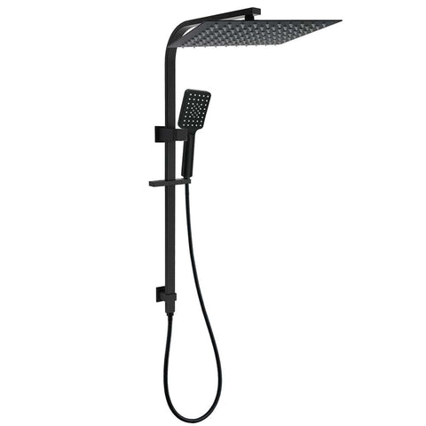 Darrahopens Furniture > Bathroom > Shower Heads & Screens WELS Twin Shower Set Matt Black Large 16" Rainfall Head 3 Modes Handheld Silding Rail Combo