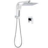 Darrahopens Furniture > Bathroom > Shower Heads & Screens WELS Twin Square 10" Rain Shower Head 3 Mode Handheld Diverter Wall Arm Mixer Set