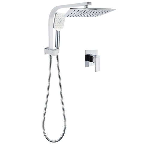 Darrahopens Furniture > Bathroom > Shower Heads & Screens WELS Twin Square 10" Rain Shower Head 3 Mode Handheld Diverter Wall Arm Mixer Set