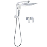 Darrahopens Furniture > Bathroom > Shower Heads & Screens WELS Twin Square 10" Rain Shower Head 3 Mode Handheld Diverter Wall Arm Taps Valve