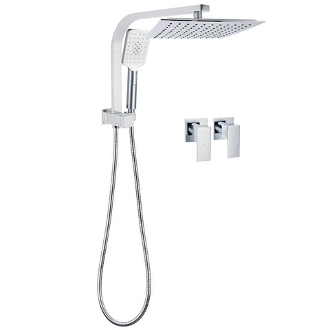 Darrahopens Furniture > Bathroom > Shower Heads & Screens WELS Twin Square 10" Rain Shower Head 3 Mode Handheld Diverter Wall Arm Taps Valve