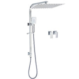 Darrahopens Furniture > Bathroom > Shower Heads & Screens WELS Twin Square Shower Set 16" Rain Shower Head 3 Function Handheld Rail Arm Taps