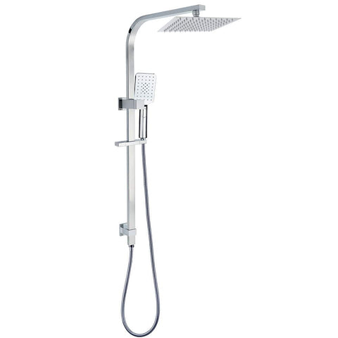 Darrahopens Furniture > Bathroom > Shower Heads & Screens WELS Twin Square Shower Set 8" Rain Shower Head 3 Function Handheld Rail Arm Combo