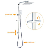 Darrahopens Furniture > Bathroom > Shower Heads & Screens WELS Twin Square Shower Set 8" Rain Shower Head 3 Function Handheld Rail Arm Combo