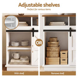 Darrahopens Furniture > Bathroom > Sinks Artiss Buffet Sideboard Cabinet 150cm 3-Tier Kitchen Storage Sliding Doors White In Australia - Darrahopens