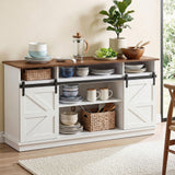 Darrahopens Furniture > Bathroom > Sinks Artiss Buffet Sideboard Cabinet 150cm 3-Tier Kitchen Storage Sliding Doors White In Australia - Darrahopens