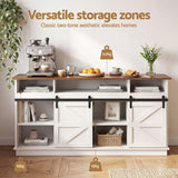 Darrahopens Furniture > Bathroom > Sinks Artiss Buffet Sideboard Cabinet 150cm 3-Tier Kitchen Storage Sliding Doors White In Australia - Darrahopens