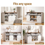 Darrahopens Furniture > Bathroom > Sinks Artiss Buffet Sideboard Cabinet 150cm 3-Tier Kitchen Storage Sliding Doors White In Australia - Darrahopens