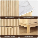 Darrahopens Furniture > Bathroom > Sinks Artiss Buffet Sideboard Cabinet Kitchen Storage Cupboard Marble 2 Drawers Pine In Australia - Darrahopens