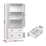 Darrahopens Furniture > Bathroom > Sinks Artiss Buffet Sideboard Cabinets X2 180cm Hutch Storage Kitchen Clear Door White In Australia - Darrahopens