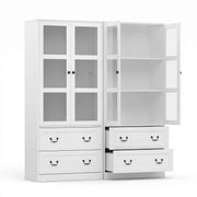 Darrahopens Furniture > Bathroom > Sinks Artiss Buffet Sideboard Cabinets X2 180cm Hutch Storage Kitchen Clear Door White In Australia - Darrahopens