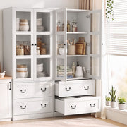 Darrahopens Furniture > Bathroom > Sinks Artiss Buffet Sideboard Cabinets X2 180cm Hutch Storage Kitchen Clear Door White In Australia - Darrahopens