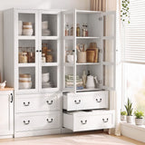 Darrahopens Furniture > Bathroom > Sinks Artiss Buffet Sideboard Cabinets X2 180cm Hutch Storage Kitchen Clear Door White In Australia - Darrahopens
