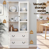 Darrahopens Furniture > Bathroom > Sinks Artiss Buffet Sideboard Cabinets X2 180cm Hutch Storage Kitchen Clear Door White In Australia - Darrahopens