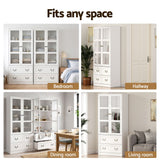 Darrahopens Furniture > Bathroom > Sinks Artiss Buffet Sideboard Cabinets X2 180cm Hutch Storage Kitchen Clear Door White In Australia - Darrahopens